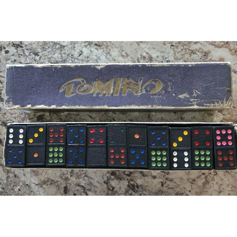 Vintage Wood Dominos - 45 Pieces Painted & Box Made In Japan Floral Horse Design